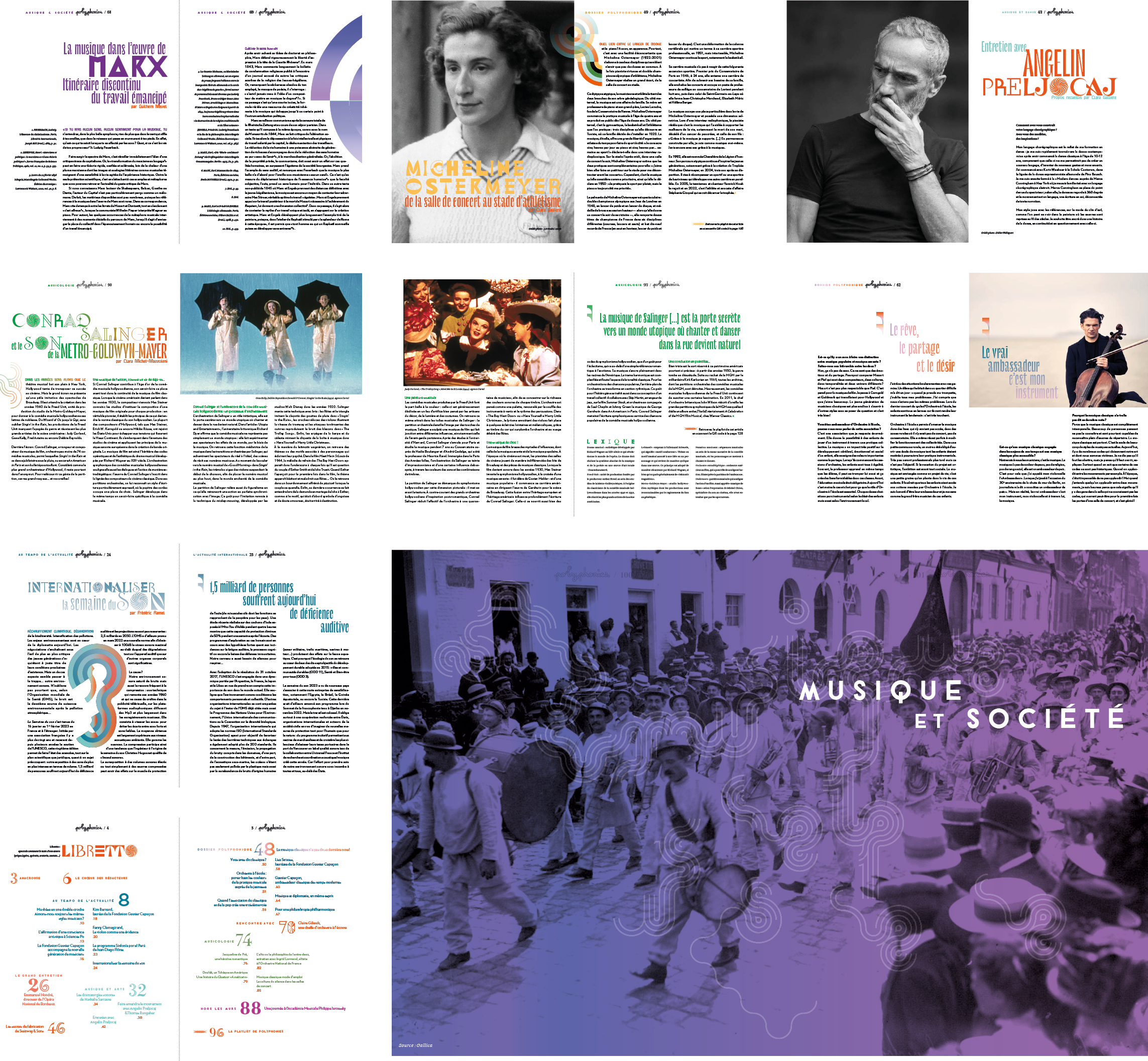 	Revue Polyphonies, musique classique, revue de musique classique,	Design graphique, mise en page, typographie, direction artistique,	Studio de design graphique, Paris,	Agencements graphiques	